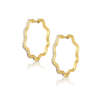SO WAVY STARDUST HOOPS - Champagne Diamonds
