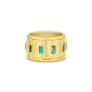 STARDUST SUNDOWN RING - Emerald and Topaz
