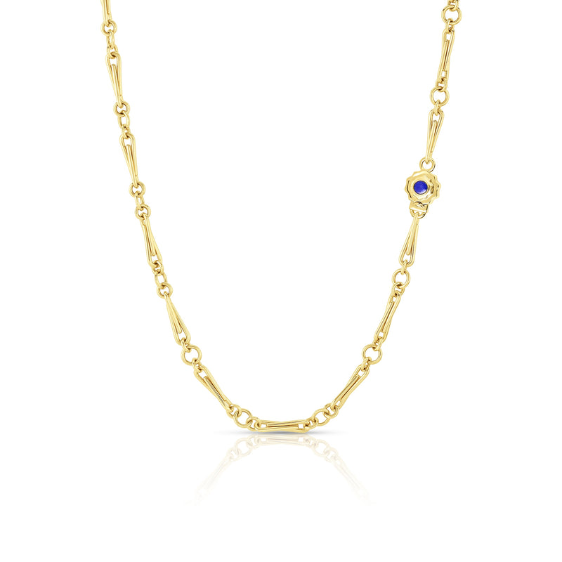 BARLEY CORN NECKLACE WITH LAPIS INLAY CLASP