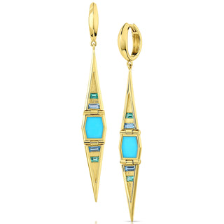 HINGED SWING EARRINGS - Turquoise