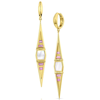 HINGED SWING EARRINGS - Pink Mother of Pearl