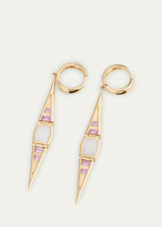 HINGED SWING EARRINGS - Pink Mother of Pearl