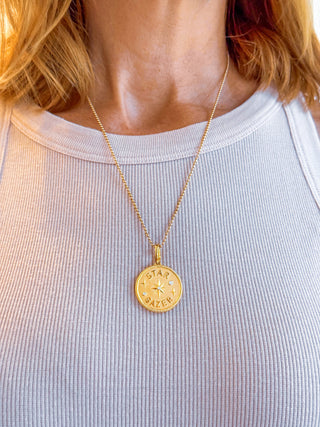 STAR GAZER GOLD MEDALLION CHARM